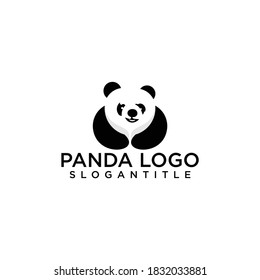 Panda bear silhouette Logo design vector template.