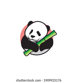 Panda Bär Silhouette Logo Design Vektorvorlage. 
Funny Lazy Logo Panda Tier Logotype Konzept Symbol.