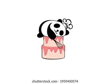 Panda bear silhouette Logo design vector template