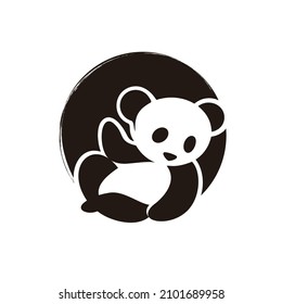 Panda bear silhouette Logo design. cute panda with eps 10 format
