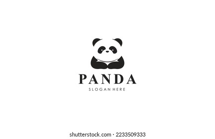 Modelo de diseño vectorial del logotipo de la silueta del oso panda