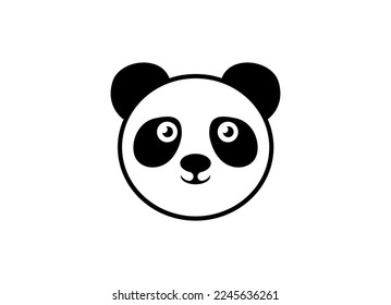 Panda bear silhouette Logo design vector template. Funny Lazy Logo Panda animal Logotype concept icon.