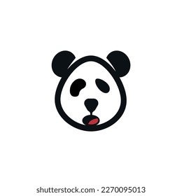 Plantilla vectorial de diseño con logotipo de silueta de oso panda.