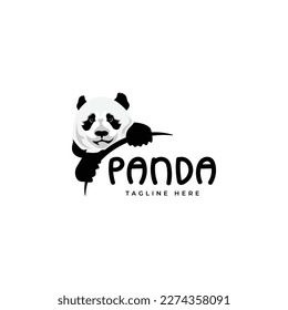 Panda bear silhouette Logo design vector template.