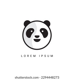 Plantilla vectorial de diseño con logotipo de silueta de oso panda. Gracioso Logotipo perezoso Panda animal Icono de concepto de Logotipo