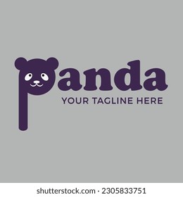 Panda bear silhouette Logo design vector template.