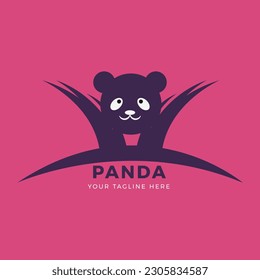 Panda bear silhouette Logo design vector template.
