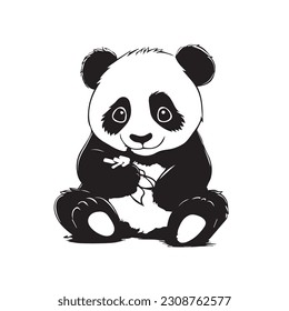 Plantilla vectorial de diseño con logotipo de silueta de oso panda. Gracioso icono del concepto de logotipo para animales Panda con logotipo perezoso.