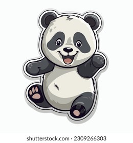 Panda bear silhouette Logo design vector template. Funny Lazy Logo Panda animal Logotype concept icon.