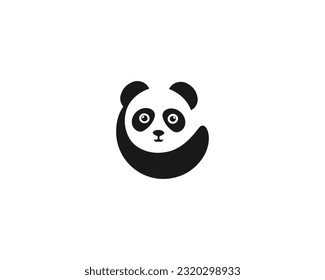 Panda bear silhouette logo design logotype panda animal vector concept icon template.