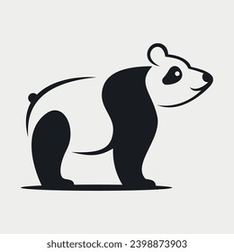 Plantilla de diseño con logotipo de silueta de oso panda. Icono del concepto de logotipo animal Panda con logotipo permanente.