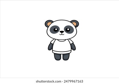 Panda bear silhouette Logo design vector template. Funny Lazy Logo Panda animal Logotype concept icon