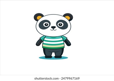 Panda bear silhouette Logo design vector template. Funny Lazy Logo Panda animal Logotype concept icon