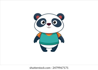 Panda bear silhouette Logo design vector template. Funny Lazy Logo Panda animal Logotype concept icon