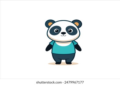 Panda bear silhouette Logo design vector template. Funny Lazy Logo Panda animal Logotype concept icon