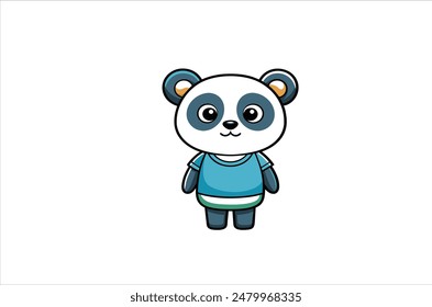 Panda bear silhouette Logo design vector template. Funny Lazy Logo Panda animal Logotype concept icon