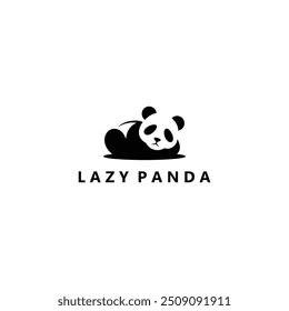 Ilustración vectorial de diseño de logotipo de silueta de oso panda. Divertido logo perezoso Panda logo animal.