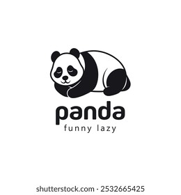 Plantilla de diseño de logotipo de silueta de oso panda. Icono de concepto de Logotipo de animal perezoso divertido.