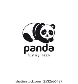 Plantilla de diseño de logotipo de silueta de oso panda. Icono de concepto de Logotipo de animal perezoso divertido.