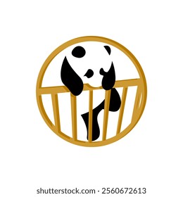 Panda bear silhouette Logo design vector template...Funny Lazy animal Logotype concept icon