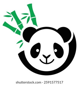 Panda bear silhouette Logo design vector template