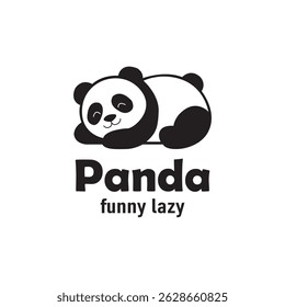 Panda bear silhouette Logo design vector template...Funny Lazy animal Logotype concept icon.