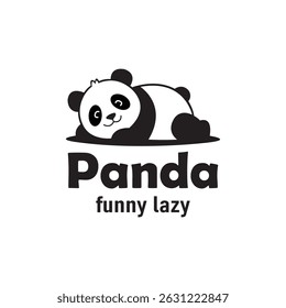 Panda bear silhouette Logo design vector template...Funny Lazy animal Logotype concept icon.	