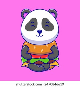 Panda Bear Sleeping With Pizza Cartoon Vector Icon Illustration. Cute Animal Fashion Food Activities. Flat Cartoon. Suitable for any creative project.