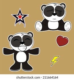 panda bear sticker cartoon isolated set pack in vector format very easy to edit