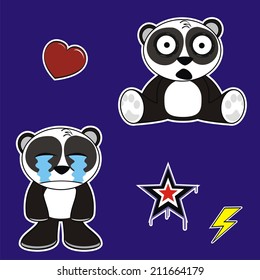 panda bear sticker cartoon isolated set pack in vector format very easy to edit