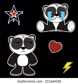 panda bear sticker cartoon isolated set pack in vector format very easy to edit