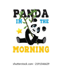 Panda bear typography t shirt design,  t shirt print, kids apparel, greeting card, label, patch or sticker.