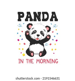 Diseño de camisetas con tipografía de oso panda, impresión de camisetas, ropa para niños, tarjeta de saludo, etiqueta, parche o pegatina.