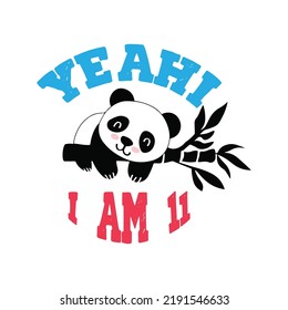 Panda bear typography t shirt design,  t shirt print, kids apparel, greeting card, label, patch or sticker.
