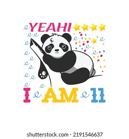 Panda bear typography t shirt design,  t shirt print, kids apparel, greeting card, label, patch or sticker.