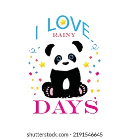 Diseño de camisetas con tipografía de oso panda, impresión de camisetas, ropa para niños, tarjeta de saludo, etiqueta, parche o pegatina.