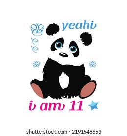 Panda bear typography t shirt design,  t shirt print, kids apparel, greeting card, label, patch or sticker.