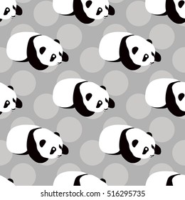 Panda bear vector background. Seamless pattern with cute cartoon  sleeping panda.