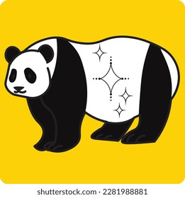 Panda-Bär mit süßem Vektor-Panda auf gelbem Hintergrund
