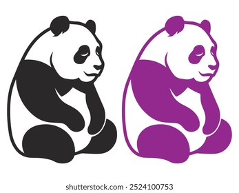 Ilustración de diseño de Vector de oso panda aislado sobre un fondo blanco