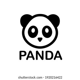 Panda Bear Vector Icon Or Logo Isolated On White Background.