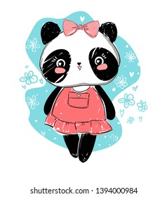 panda bear vector illustration. design print for children t-shirt