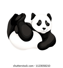 Panda bear. Vector illustration without gradients and transparency.  Isolated on white background.