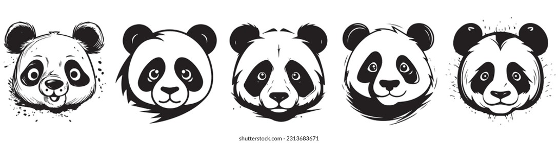 Panda Bear vector image on a white background. Vector illustration silhouette