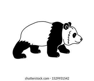 Panda bear vector logo. Black and white line illustration of China symbol animal. 