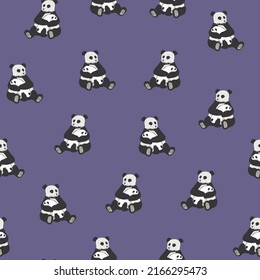 Panda bear vector seamless pattern
