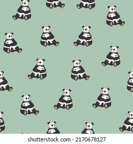 Panda bear vector seamless pattern