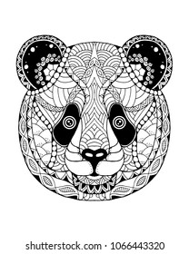 Panda bear zentangle stylized. Freehand vector illustration. Illustration for Cut file for vinyl decal and coloring books.