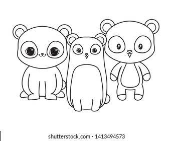 panda bears animals isolated icon