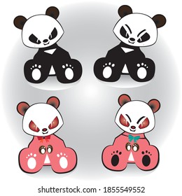 Panda beautiful doll isolated on white background, vector for children's magazine, tabloid, book cover
